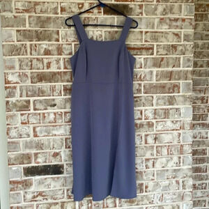 Loft Gray Sleeveless Square Neck Side Slit A-line Midi Dress